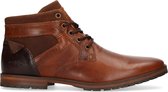 Manfield - Heren - Bruine leren veterboots - Maat 44