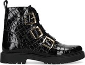 Manfield - Dames - Lakleren croco biker boots - Maat 40