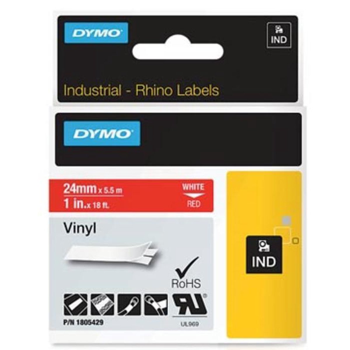 DYMO 1805429 labelprinter-tape Wit op rood