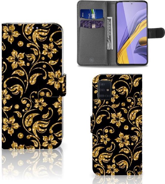Samsung Galaxy A51 Hoesje Gouden Bloemen bol
