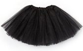 Dunne zwarte tule rokje petticoat tutu rok - zwart - maat 116 122 128 134 140 - onderrok ballet turnen duivel