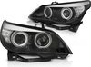 Koplampen dual halo rims BMW E60/E61 03-07 ANGEL EYES CCFL ZWART LED INDIC