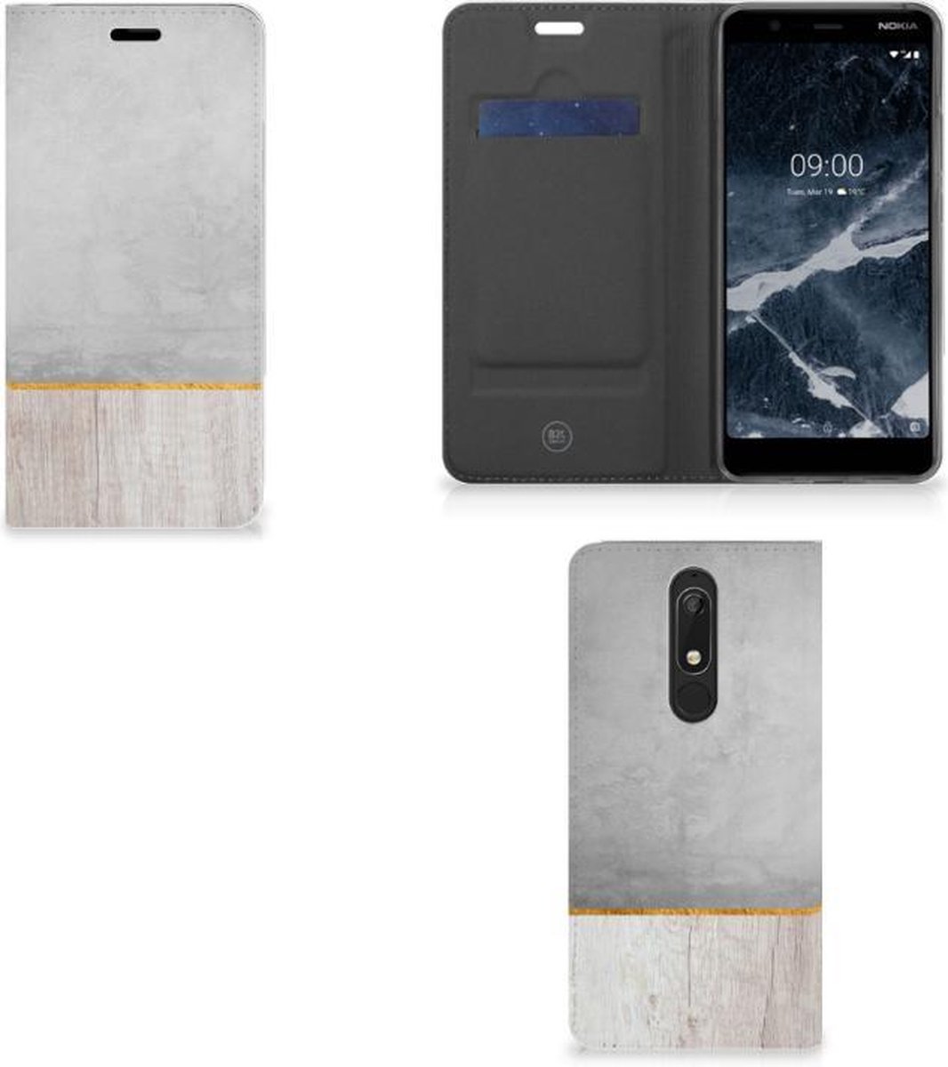 Nokia 5.1 (2018) Book Wallet Case Wood Concrete