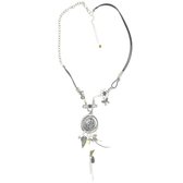 Behave® Lange ketting zilver kleur met zwarte details 51 cm