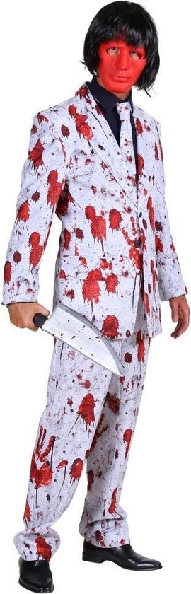 Bloed Kostuum - Verkleedkleren Heren - Bloody Pak - Halloween Kleding - Colbert Broek En Stropdas - Maat 50