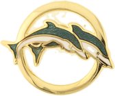 Behave Pin broche dolfijnen goud kleur 2,5 cm