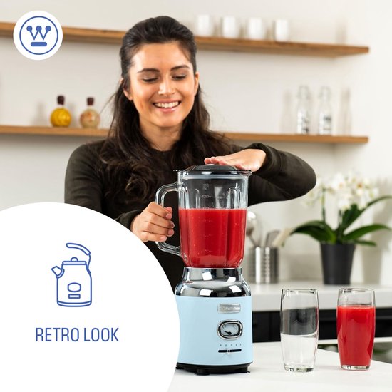 Westinghouse Retro Blender - Smoothie Maker - Blauw - 1,5 Liter - 600W van Westin — afbeelding 3