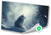 Wolf in winterse omgeving - Wolf poster - Poster dieren - Realistische kunst - Wanddecoratie kinderkamer - Wanddecoratie - poster 150x100 cm