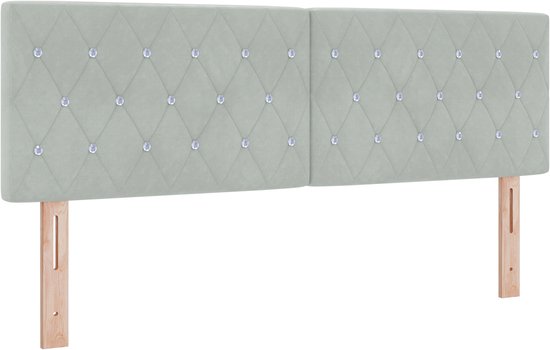 vidaXL - Tête de lit - avec - strass - boutons - capitonnée - Gris clair - 140 - cm - Velours