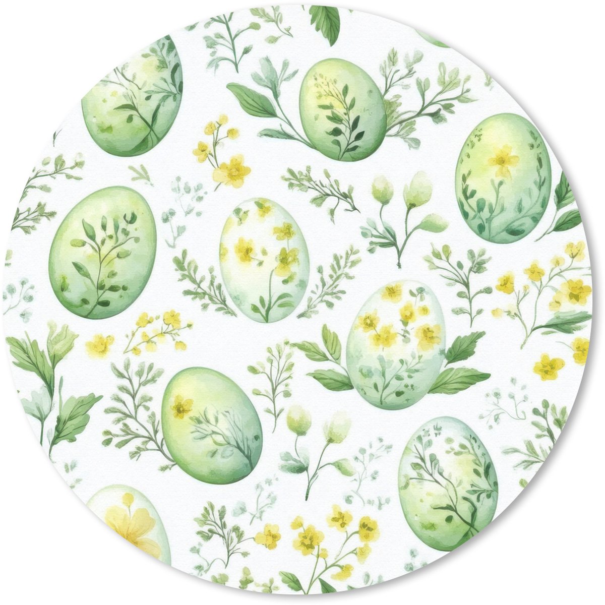 Muismat rond 40x40 cm - Mousepad Patroon - Groen - Eieren - Ronde muismatten