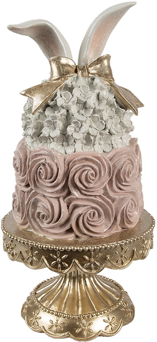 Decoratie Beeld Taart Ø 17x35 cm Wit Roze Kunststof