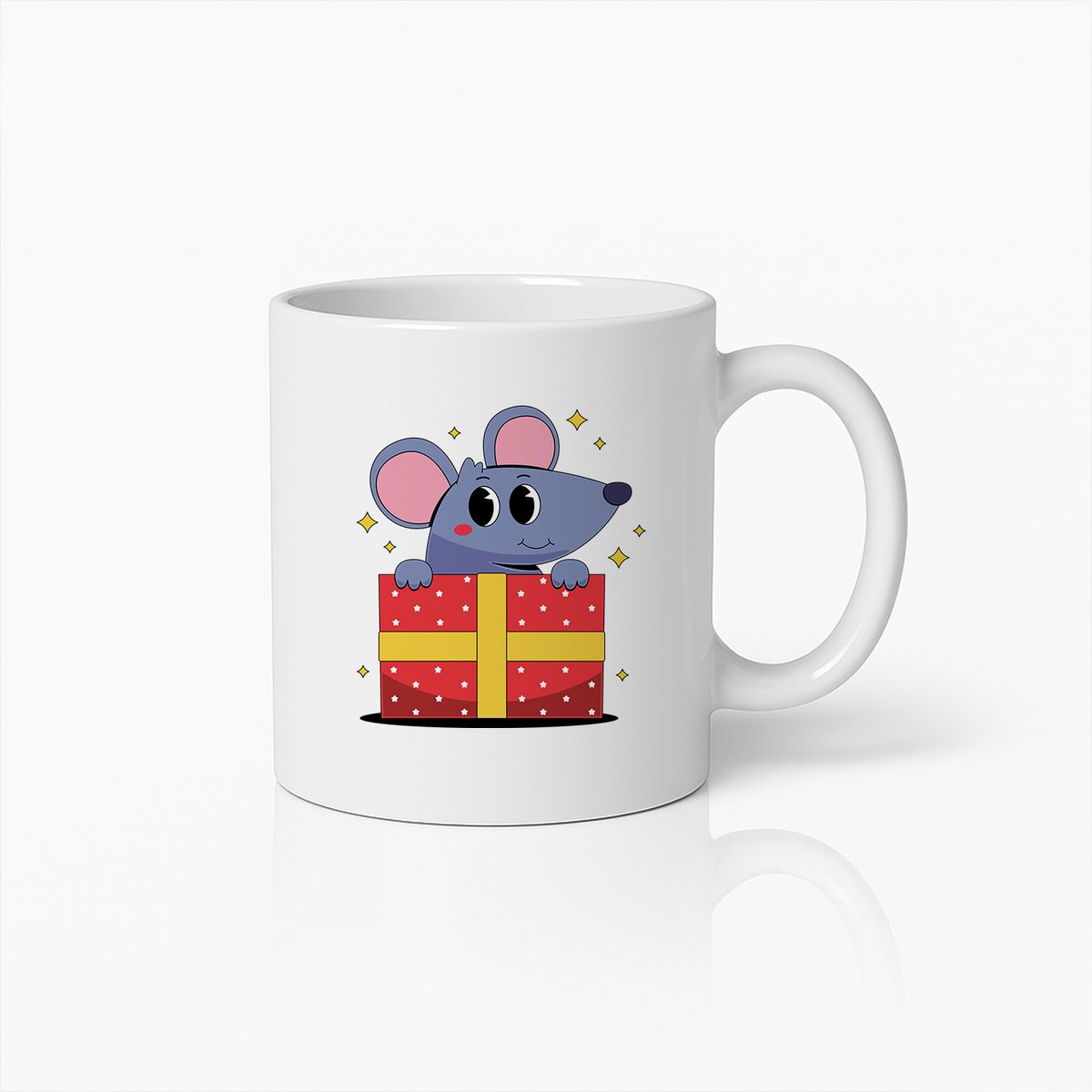 Schattige Muis in Cadeaudoos Mok – Leuk Cartoon Design – 330ml Keramische Beker voor Kinderen & Feestdagen Cadeau