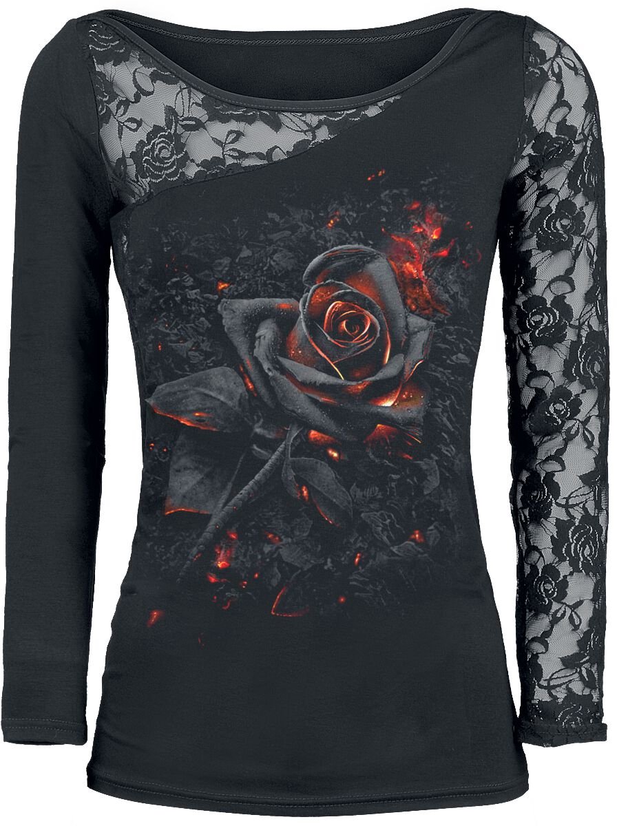 Spiral Burnt Rose Dames Shirt met lange mouwen - zwart - S