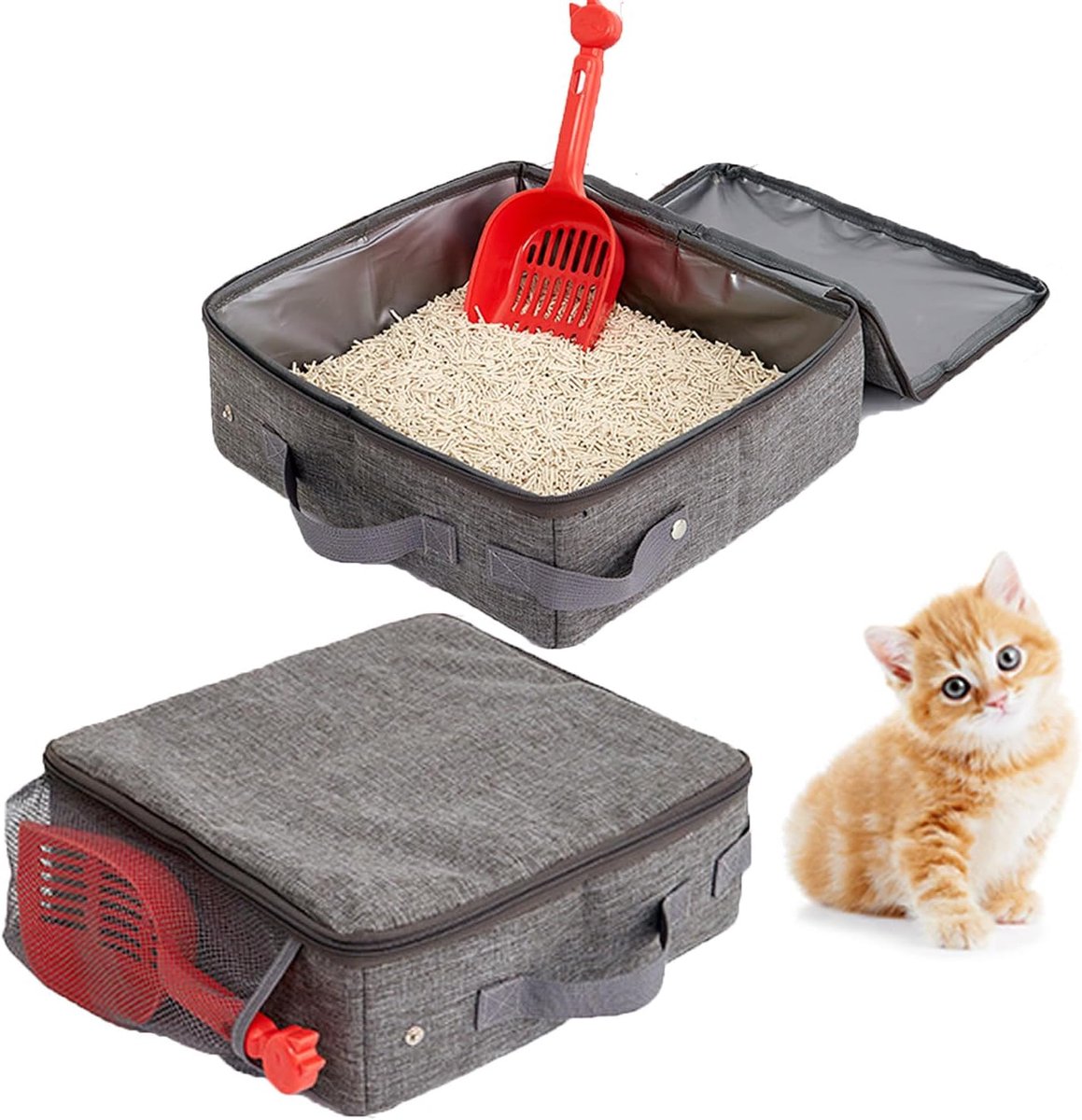 Ibenzoa® Compacte en Mobiele Kattenbak met Verwijmbaar Poepzakje – Voor Gemakkelijk Onderhoud