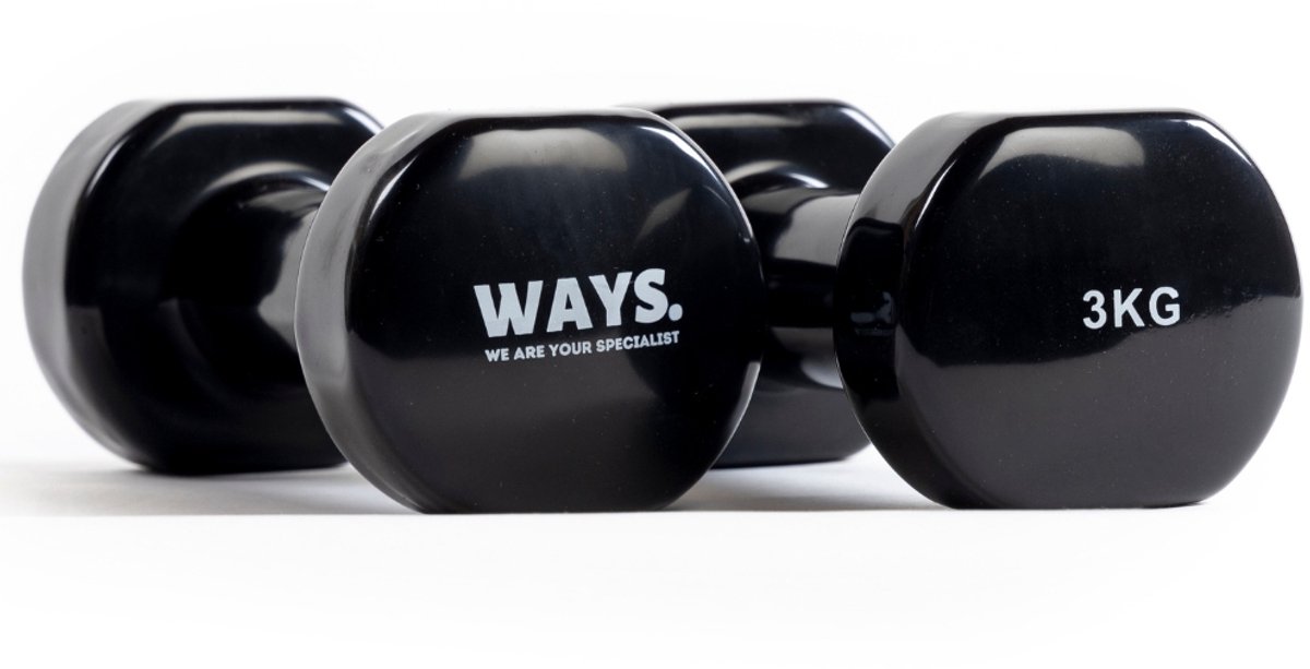 WAYS. Fitness - Dumbbells - 2 x 3 KG - Vinyl - Krachttraining & Home Gym - Zwart – foto 8