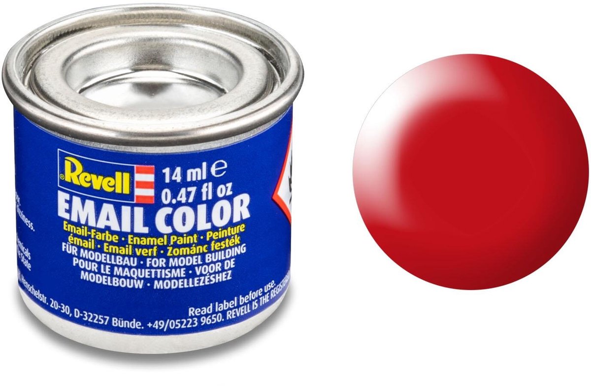 Revell Hobbyverf Enamel verf - #332 Luminous Red - Satin - RAL3026 - Enamel - Verf potje - 14 ml