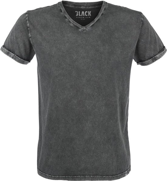 Black Premium by EMP grijs vintage T-shirt met V-hals - Heren - 4XL