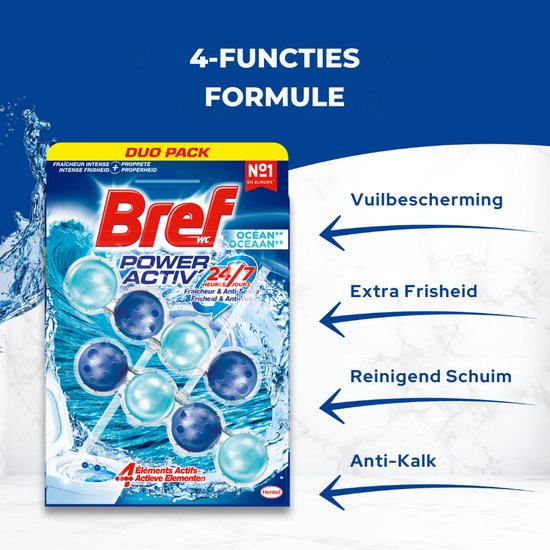 Bref Activ Bref Power Activ Ocean Toiletblok - Vuilbeschermer, frisse oceaangeur ...