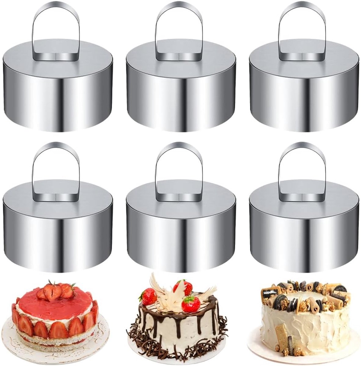 Dessertringen - Roestvrij staal - 6 stuks - 8 cm