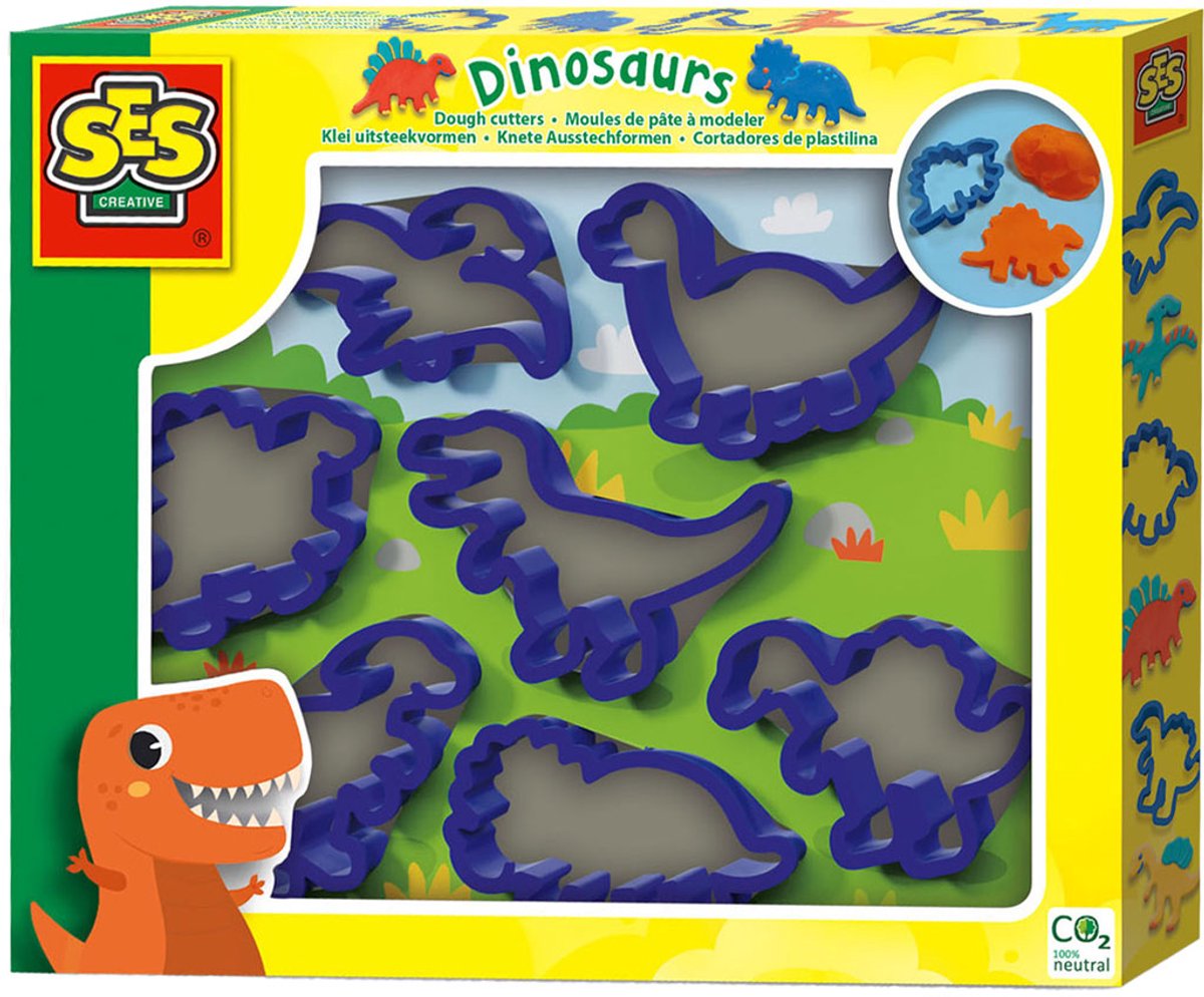 SES - Klei vormpjes - Dino's - 7 verschillende dino vormen - makkelijk schoon te maken - herbruikbaar - Dinosaurus Speelgoed
