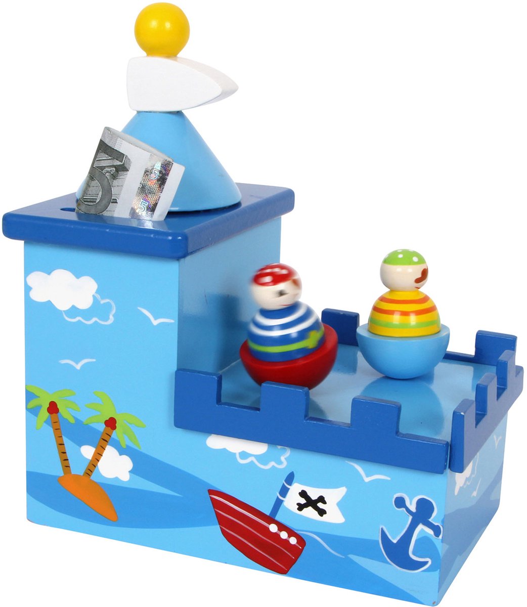 Small Foot - houten muziekdoos en spaarpot piraat afbeelding 1
