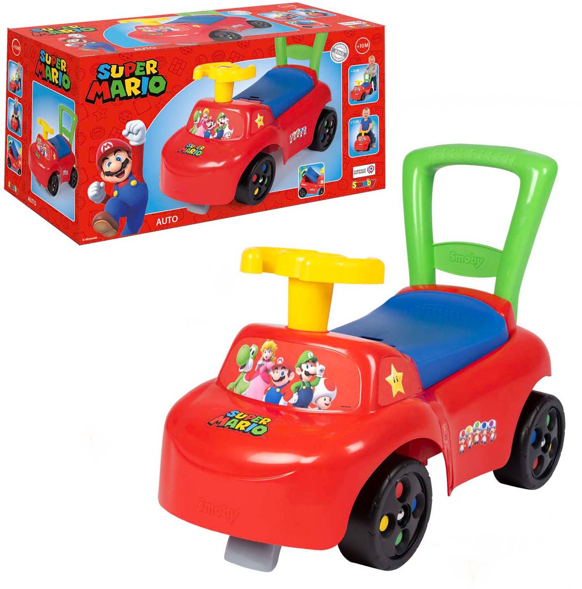 Smoby loopauto Super Mario - rode ride-on auto voor peuters.