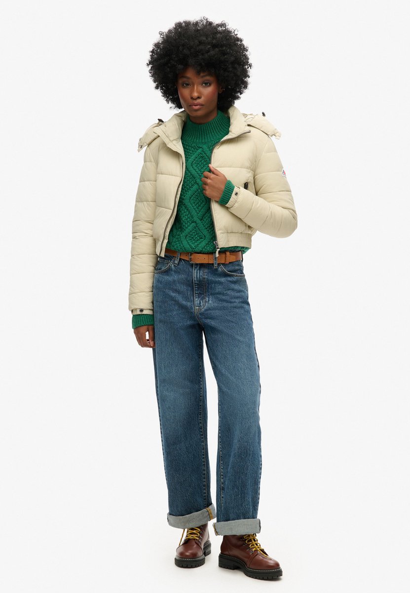 Superdry Korte Fuji jas met capuchon Dames Gewatteerde jassen Beige