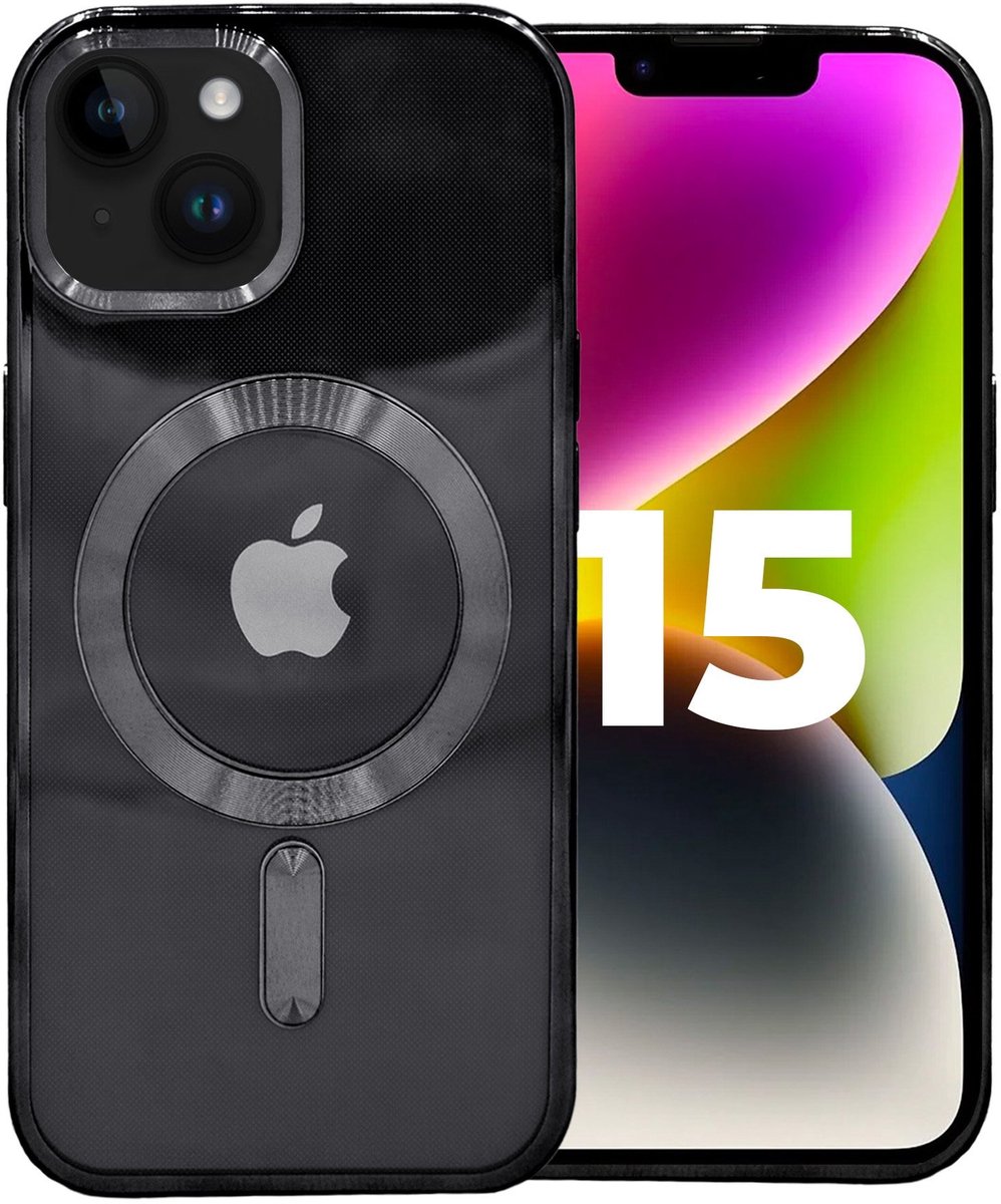 Coverzs hard case met camera cover geschikt voor iPhone 15 (zwart) - camera cover, hard case, premium bescherming
