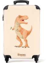 Bol.com NoBoringSuitcases.com® - Kinderkoffer jongen - Kindertrolley jongens - T-rex dino in oranje kleuren - Handbagage koffer ... aanbieding