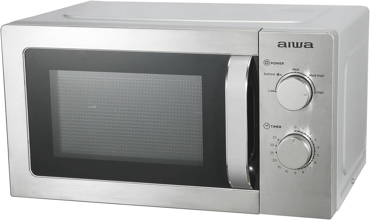 Zilverkleurige Magnetron met 20L Inhoud en Draaiknop - 700W Vermogen