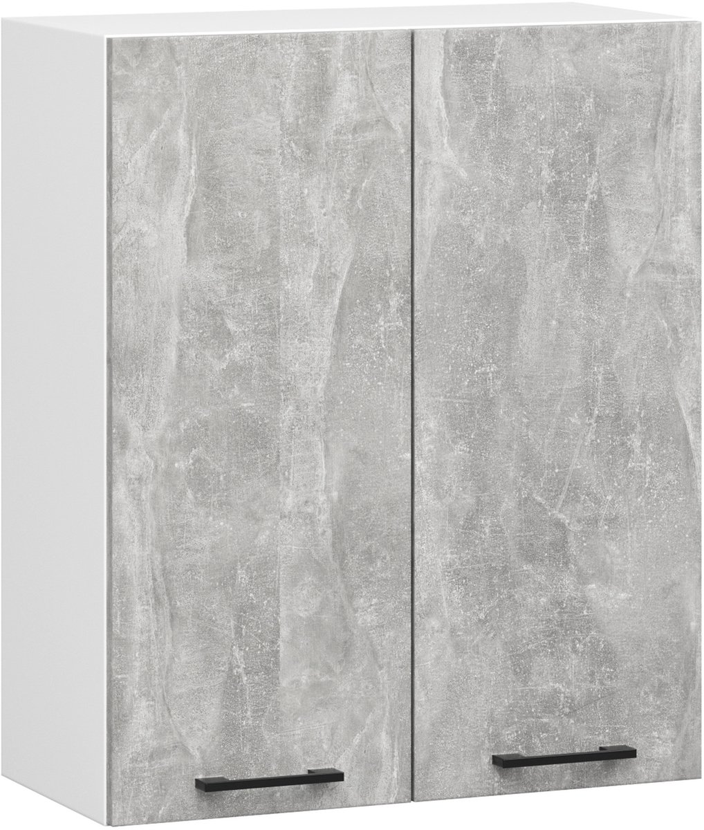 Akord Keukenkast modulaire OLIWIA W60 H720 met 2 Deuren / Hangkast / Bovenkast / AKORD Furniture Factory / Wit – Beton Grijs / 60 x 72 x 30 cm