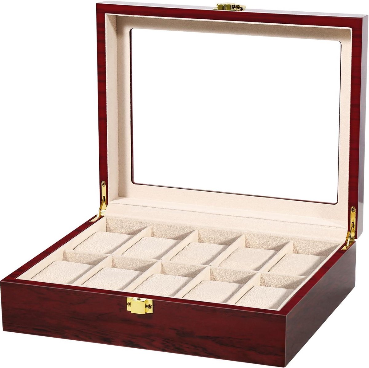 Ho Horlogebox - Opbergdoos voor 10 horloges met uitneembare kussens