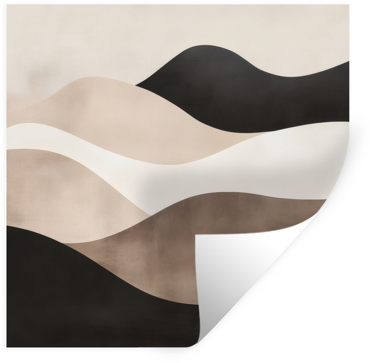 Muurstickers - Sticker Folie - Abstract - Landschap - Golven - Crèmekleur - 100x100 cm - P