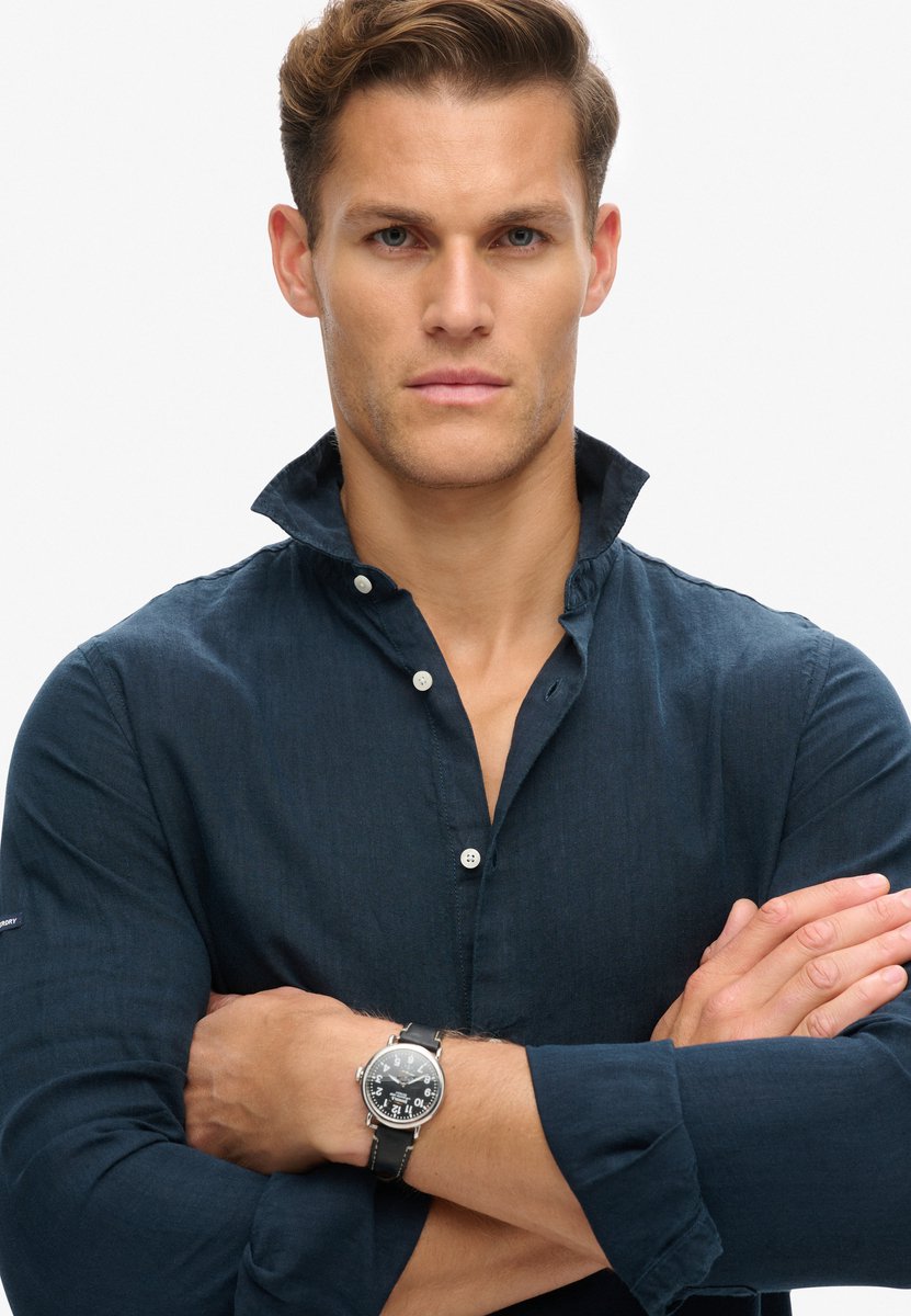 Superdry Casual linnen overhemd met lange mouwen Heren Lange mouwen shirts Blauw