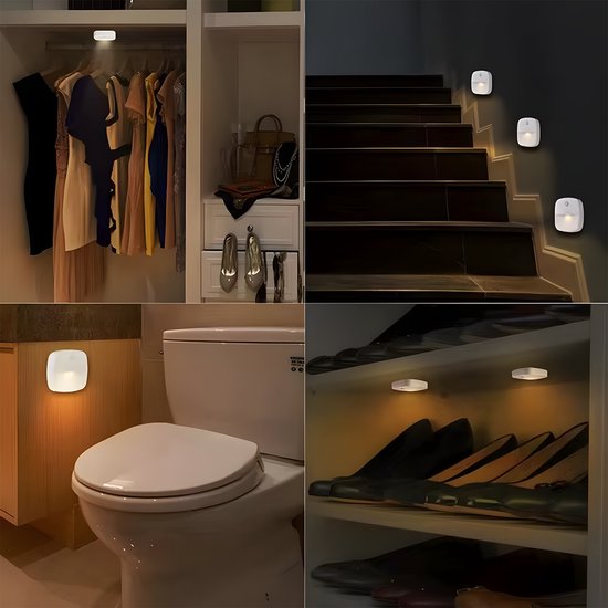 3x WoonWonder Nachtlampje met bewegingssensor - Draadloos - voor o.a. Slaapkamer, Overloop, Garage - Dag en Nacht Sensor - Werkt op 3 AAA batterijen van WoonWonder — afbeelding 3