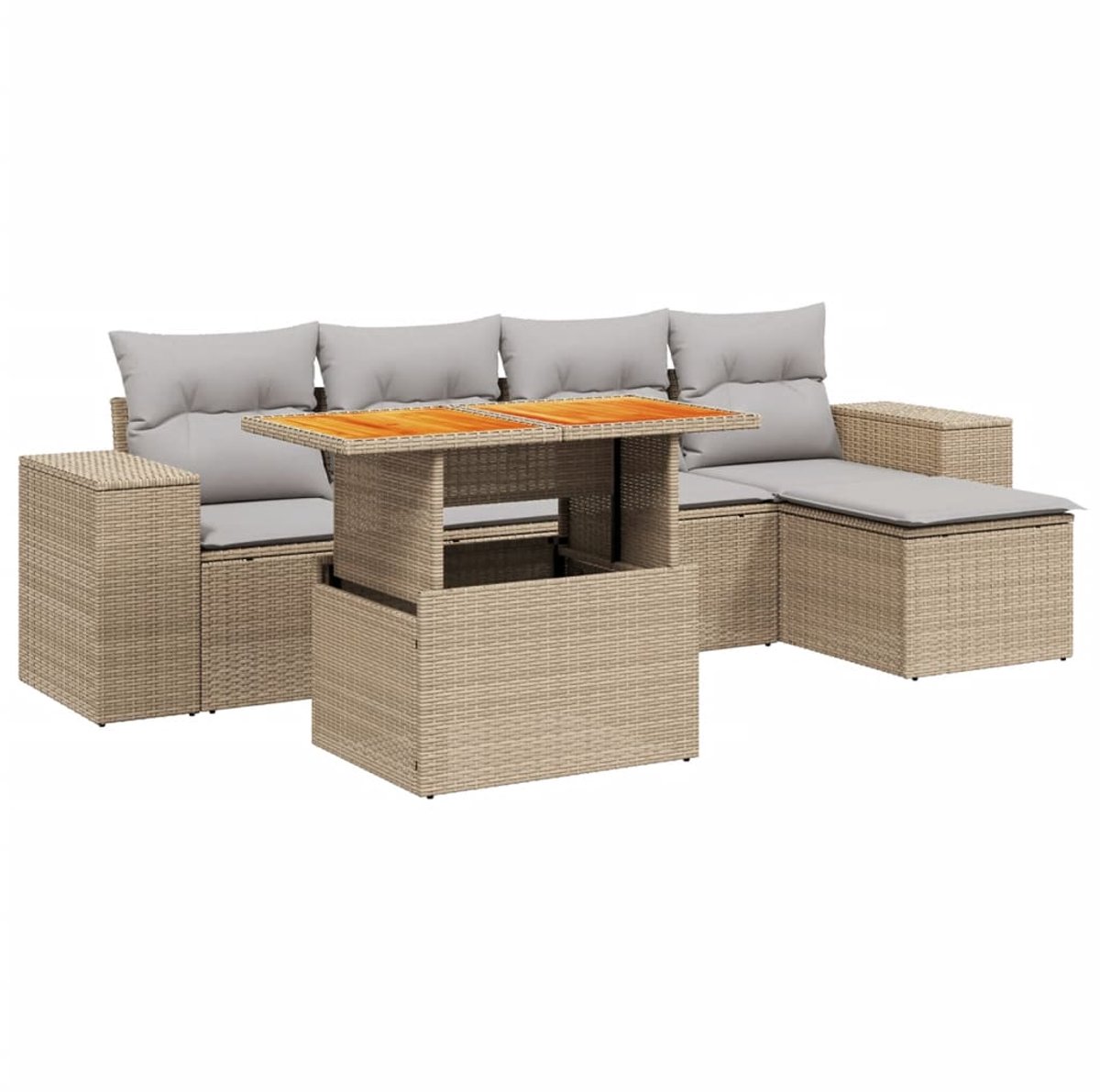 Loungeset poly rattan beige met kussens - Tuinmeubels - Buitendecoratie