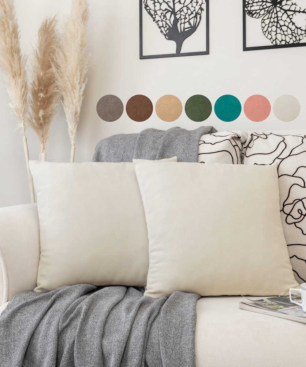 Unyqoos ® Fluweelzachte Sierkussenhoezen Set van 2 - Elegante Marmerlook - 40 x 40 cm - Wit