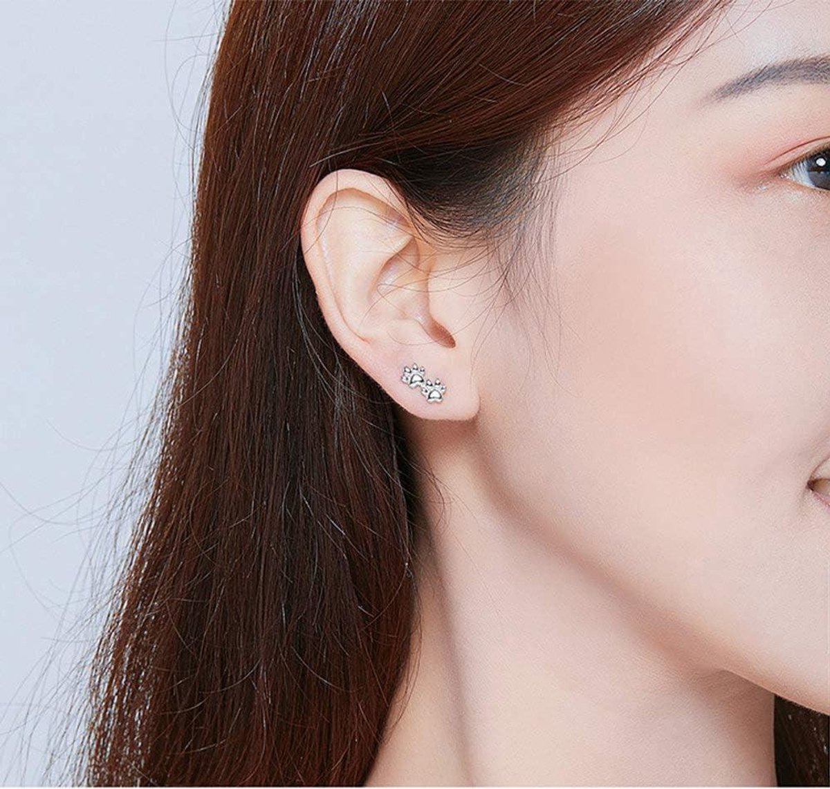 Mooie Puppy Pet Poot Oorbellen Sterling Zilver voor Vrouwen Meisjes Leuke Dier Hond Auto Voetafdruk Oorbel Studs Piercing Hypoallergene Mode Sieraden