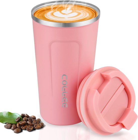 Thermosfles 500 Ml met Beker en Handvat, Thermosfles met Dubbelwandige Roestvrijstalen, Bpa-Vrij Drinkfles voor Kinderen voor Warm en Koud, Lekvrije Waterfles voor Koffie, Thee, Limonade (Groen
