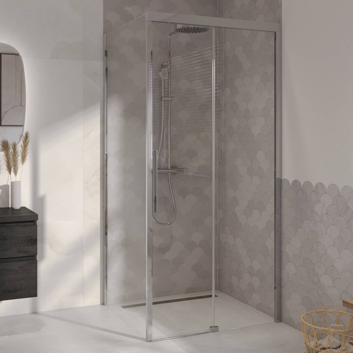 Ben IMotion zijwand links t.b.v. schuifdeur 90x206cm chroom/helder glas
