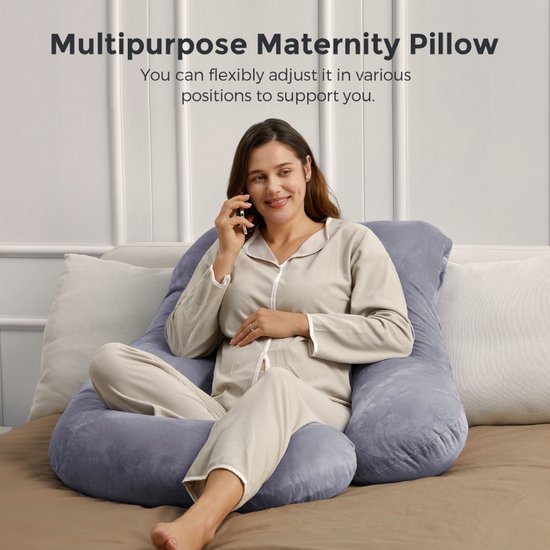 Momcozy Zwangerschapskussen U vorm - Velours - Donkergrijs van Momcozy. — afbeelding 5