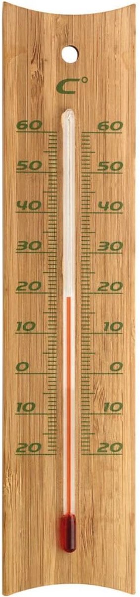 Bamboe binnen-buitenthermometer - Weerbestendig met 20 cm hoogte voor binnen en buiten gebruik