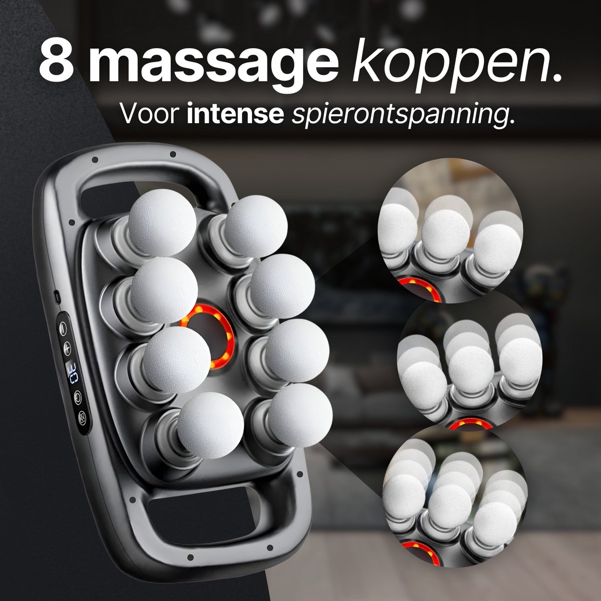 Afbeelding 2 van Massage Apparaat 8 Koppig - Infrarood Massage Gun - 30 Standen - Relax en Ontspanning Massage Apparaat - Sport Massage - Deep Tissue - Massageapparaten - Ontspannen - Professioneel Massageapparaat - Massage Pistool