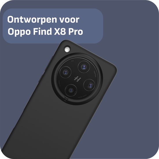 Zwarte telefoonhoes met gedetailleerde cirkelvormige camera-uitsparing, ontworpen voor Oppo Find X8 Pro.