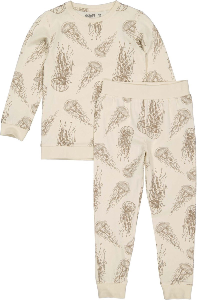 Quapi Unisex pyjama - Puck A - AOP Wit animal Beige