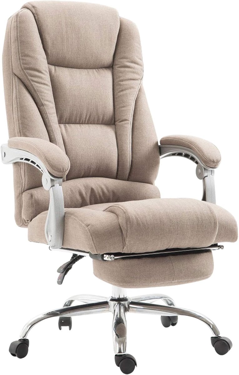 Ergonomische Bureaustoel met Voetsteun en Armleuningen - Comfortabele Zitervaring in Taupe