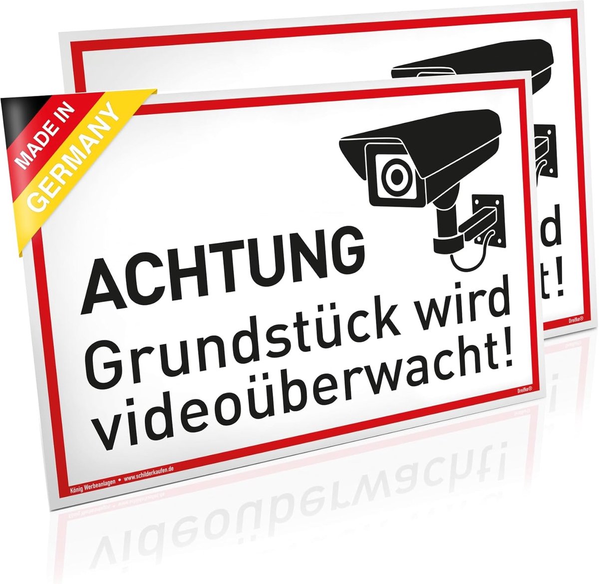 2 Borden Voor Videobewaking 30 x 20 cm - Weerbestendige PVC-signalisatie Met UV-bescherming