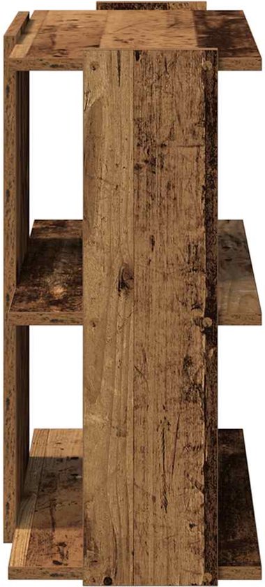 vidaXL Houten Boekenkast - Boekenkast - Boekenkast 3-laags 60x30x60 cm bewerkt hout oud houtkleur - Vintage Boekenkast - Bibliotheekkast - Opslagkast