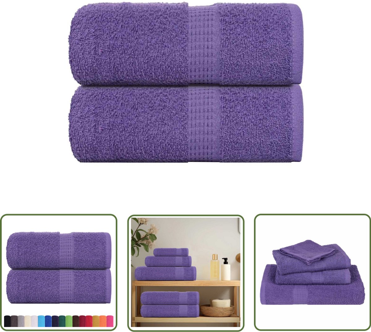 The Living Store Gastendoekjes 2 st 30x50 cm 360 g/m² 100% katoen paars - Gastendoekjes - Handdoekjes - Badhanddoeken - Katoenen Handdoeken - Paarse Handdoeken