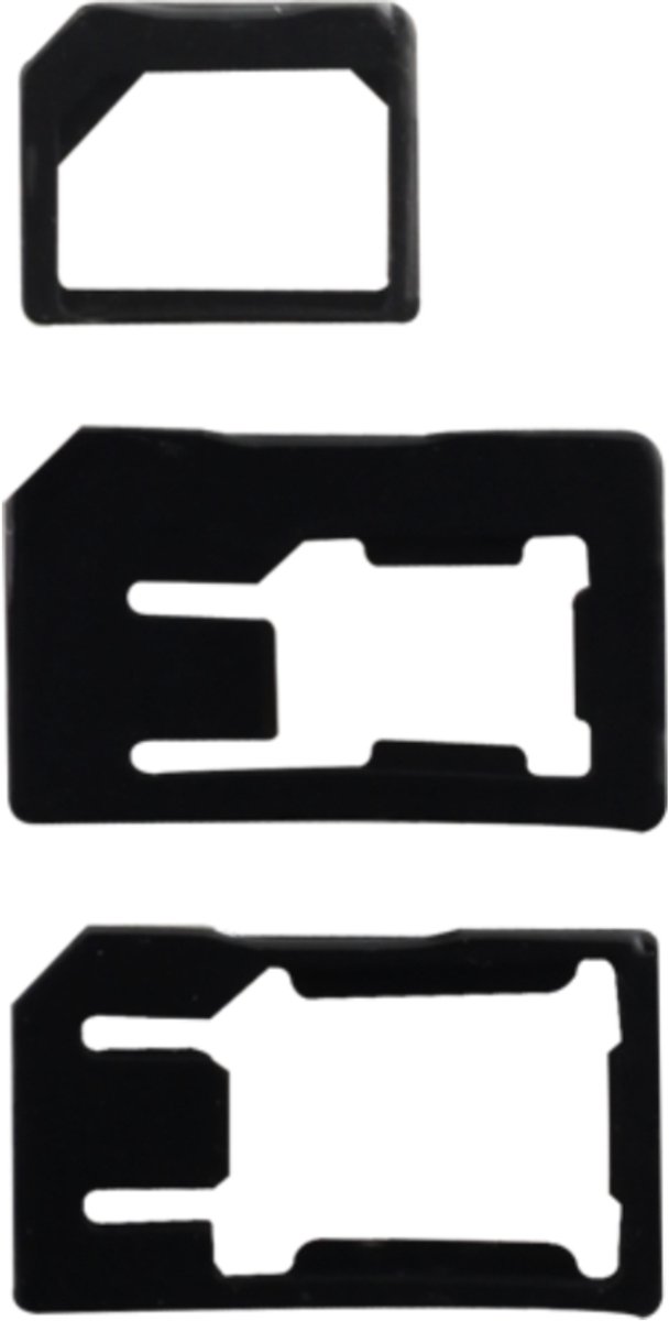 Bigben Connected, Set van 3 MicroSIM/NanoSIM naar SIM/Pic SIM Adapters, Zwart